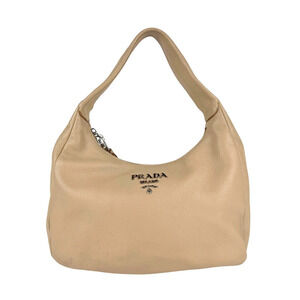 Prada hobo handbag textured Vitello Daino leather Beige Pink